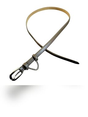 Vintage Y2K Taupe Leather Skinny Belt Silver Chain Medium